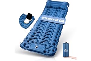 HIKENTURE Materassino autogonfiabile, 10 cm, per campeggio, campeggio, attività all'aperto, escursioni, tenda – blu scuro A2