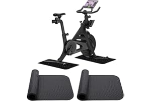 2PCS Alfombrilla Antideslizante Doble de Bicicleta, Tapete Entrenamiento para Estática Cinta de Correr Alfombra Estacionaria Gruesa Plegable para Ciclos Protector de Suelo, 63.5 x 30cm