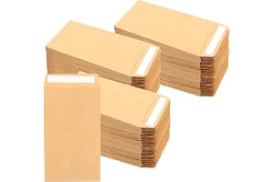 HEIHAK 200-pack 6 x 10 cm bruna kuvert, självhäftande små pappersfrökuvert kraftfrö kuvert för frön, mynt och små föremål