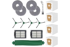 Spofan Accesorios de Repuesto para iRobot Roomba Plus 405 Combo/505 Combo Robot Aspirador, 1 Cepillo Principal, 2 Filtros, 4 Cepillos Laterales, 4 Paños de Fregado, 4 Bolsas