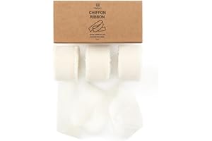 Vitalizart Cinta de Gasa Crema 2,5 cm x 19,2 m, Tejido con Flecos, Cinta de Tela para Invitaciones de Boda, Ramo de Novia, Decoración, Envolver Regalos y Hacer Nudos