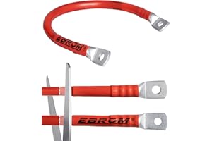 EBROM Batteriekabel Pluskabel 50 mm² rot, fertig konfektioniert, ab 30cm bis 10m, viele Längen + Ringösen/Kabelschuhe M6/M8/M10/M12 kombinierbar, Ihre Auswahl: PLUS 50 mm2, 30 cm Kabelschuh 2 x M10