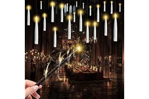 INDARUN Bougies Flottantes - 12PCS Bougies Led Flottante avec Baguette Télécommande Bougies Led Flamme Vacillante, Bougies à Led à Piles pour Décoration de église Famille Chambre Noël Halloween (Blanc Chaud)