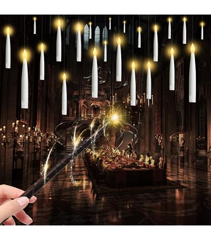 12 Schwebende LED Kerzen Mit Zauberstab-Fernbedienung & Timer – Flammenlos, Batteriebetrieben, Mit Haken – Für Halloween & Weihnachten