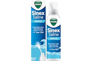 Vicks Sinex Gentle Saline Nasal Spray, 120ml - 3-in-1 Action: Cleans, Removes Mucus & Helps to Moisturize and Hydrate, with Isotonic Sea Water, Aloe Vera and Hyaluronic Acid – Suitable from 1 Year+