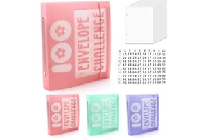 COYTEAR 100 Envelopes Money Saving Challenge, Cash Money Saving Organizer Wallets Portable Money-Saving Binder Creative Budget Book for Couples Travel Diary Budgeting Planning 100 Day to Save £5,050 (Pink)