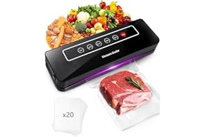 LOTTSALL Vakuumiergerät 5 in 1, Vakumierergerät für Lebensmittel, Folienschweißgerät Vakuumierer für Trockene Oder & Feuchte Lebensmittel, inkl. 20 Profi-Vakuumbeutel und Vakuumschlauch (Schwarz)