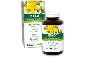 Äkta johannesört (Hypericum perforatum) ört med blommor Naturalma - 150 g - 300 tabletter - Kosttillskott - Naturligt och Veganskt
