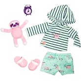 Our Generation Sleepy Sloth Bebek Giysileri 46 cm - Sweatshirt, Şort, Terlik ve Peluş Tembel Hayvan Pijama Takımı