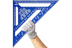Senbaler 12 Pouces Equerre Menuisier en Alliage D'aluminium, Regle Triangle Métrique pour Mesure D'angle Charpentiers Ingénieurs (Bleu)