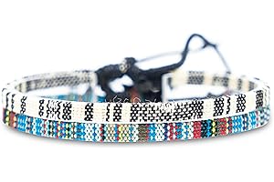 Made by Nami 2x Boho Surfer Anklet Unisex - Ethno Ankle Bracelet Set of 2 Women & Men - Handmade Beach Jewellery & Festival Accessories - Thin String Rope Anklet (White & Light Blue)