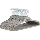 Amazon Basics Pack of 50 Grey Velvet Thin Non Slip Coat Hangers