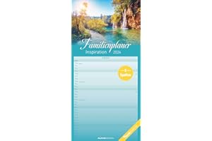 ‎ALPHA EDITION Familienplaner Inspiration 2024 - Familien-Timer 22x45 cm - mit Ferienterminen - 5 Spalten - Wand-Planer - mit vielen Zusatzinformationen - Alpha Edition