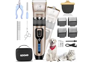 Gooad Dog Clippers Grooming Kit and Paw Trimmer,Cordless,Low Noise, Electric Quiet,Rechargeable, Dog Trimmer Grooming Tool, Pet Hair Clippers for Thick Coats,Shaver for Small and Large Dogs&Cats