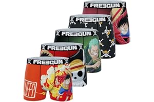 FREEGUN Boxer Homme One Piece, Caleçon Homme Luffy, Roronoa Zoro (Lot de 5)