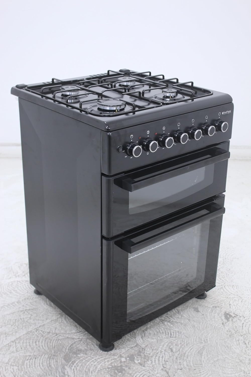 BlueFlame DG6403XBZB 60 cm Freestanding Dual Fuel Cooker With Double Cavity Oven - Black