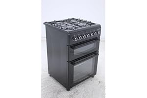 BlueFlame DG6403XBZB 60 cm Freestanding Dual Fuel Cooker With Double Cavity Oven - Black