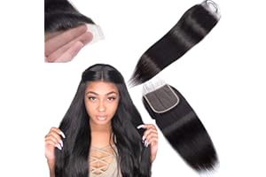 DUAUJUIU Straight Human Hair 4x4 HD Lace Closure Brazilian Hair Human Hair Closure for Black Women Natural Remy Hair Soft Swiss Lace Closure 12 Inch