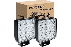 VVFLED 4 inch 48W LED Work Light 4x4, 2 Pack Square Flood Beam Led Pods, Waterproof LED Light Bar Offroad Driving Lights for Car ATV Truck Tractor