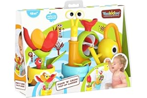 40218 - YOOKIDOO Jardin Éphémère – Jouet Bain bébé sur Le thème du Jardin- Jeu Bain et Douche - Arrosoir, Escargot, Fleurs - Cadeau bébé dès 18 Mois