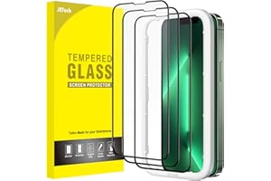 JETech Pełny Pokrycie Ochraniacz Ekranu dla iPhone 13 Pro Max 6,7 Cala, Czarna Krawędź Screen Protector z Szkło Hartowane Film Folia z Narzędzie Łatwej Instalacji, HD Przezroczyste, 3 Sztuki