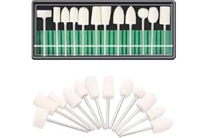 Woohome Filz Polieraufsatz, 12 Stück Polierscheibe mit Schaft für Bohrmaschine Polieraufsatz, Polierscheibe Polierköpfe Drehwerkzeug Zubehör zum Holz Schmuck Polieren Reinigen