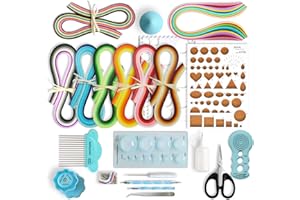 JUYA Papier Quilling-Kit QK13 mit 960 Strips und 14 Werkzeuge (Blau Werkzeuge, Breite 3mm Kleber haben)