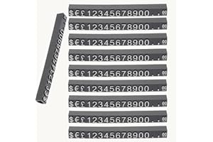 MEISO 10 Pièces Étiquette de Prix Numéro Lettre Prix Cube Affichage, Numéro Réglable Lettre Prix Étiquette Support Bloc Kit pour Comptoir de Magasin Bijoux Montre (Blanc Sur Noir)