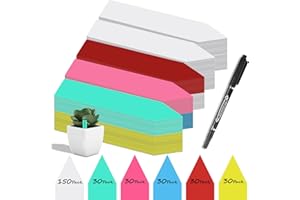 Gucass 300 Stück Pflanzenschilder mit 1 Filzstift, Pflanzenstecker zum Beschriften wetterfest, Stecketiketten Pflanzen Schilder aus Kunststoff Pflanzschilder für Gemüse, Kräuter, Blumen (Weiß+Bunt)