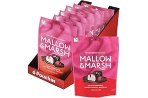 Mallow & Marsh Raspberry Coated in 70% Dark Chocolate Marshmallow Sharing Bag - Multipack 6 x 100g