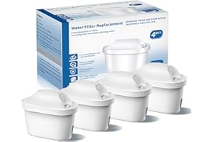 BREOILUTLE Wasserfilter kartuschen Ersatz für Brita® Marella® Kanne Wasserfilter, Filterkartuschen Kompatibel mit Brita® Maxtra+® Plus Maxtra Pro® All-in-1, Reduziert PFAS/PFOA/PFOS (4, 4 PCS)