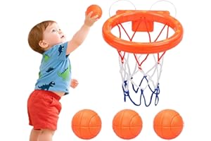 ASONINE Mini canasta de baloncesto con 2 ventosas, 3 pelotas, juguete para bañera de bebé, mini canasta de baloncesto para salón, baño, dormitorio