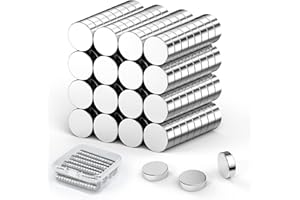 Skaaisont 60 Pcs Aimant Neodyme, 6mm x 3 mm Mini Aimant pour Artisanat, Tableau, Bureau, Maison, Cuisine, Réfrigérateur, Images de Bricolage Petit Aimant (Argenté)