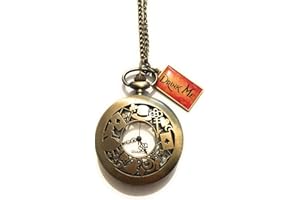 giulyscreations Collana Alice in Wonderland Orologio Metallo Nichel Free Alice nel Paese delle Meraviglie Drink Me Stregatto Cappellaio Matto Cartoni Anime Cosplay