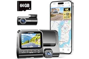 LINGDU Dashcam Auto Vorne Hinten - 4K + 1080P Auto Kamera externes 2,4" IPS-Bildschirm, Dual Auto Kamera mit 64 GB SD Karte, Sprachausgang, Parküberwachung, verbesserte Nachtsicht, WDR