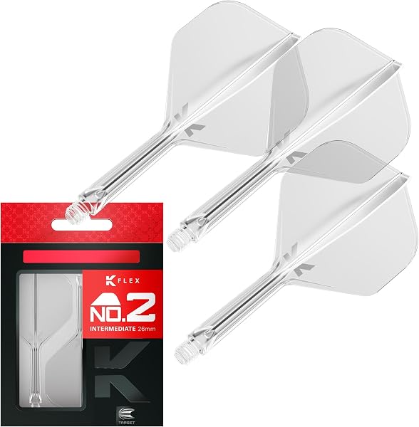 Target Darts K Flex Plumas y Cañas Integradas, No.2 | Pack De 3 K-Flex - No2, Kflex All In One Plumas y Cañas Moldeadas Dardos Longitudes: Corto, Intermedio y Medio | Accesorios Profesionales Dardos - 1