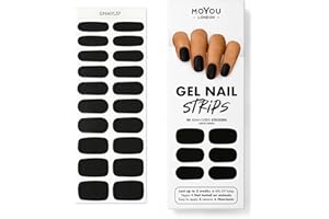 MOYOU LONDON Autocollants auto-adhésifs pour ongles en Gel Semi-durci, lampe UV/LED requise, 20 enveloppes de vernis à ongles en Gel, autocollants pour Nail Art - Blackout