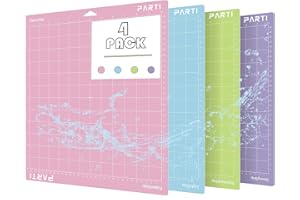 PARTI Tappetino da Taglio per Cricut Maker 3/Explore Air 2/3, Silhouette Cameo 4/3/2/1 - Autoadesivo (30,5x30,5 cm) - 4 Pezzi