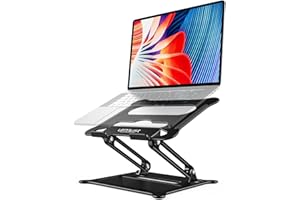 urmust Laptop Stand, Adjustable Laptop Stand for Desk,Ergonomic Multi-Angle Laptop Holder with Heat-Vent, Compatible with MacBook Air Pro, Dell, HP, Lenovo Light Weight Aluminum Up to 15.6"(Black)