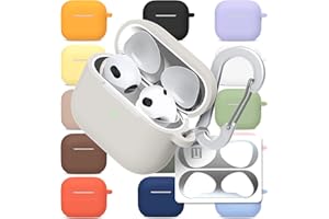 superdivision AirPods 3 & Pro Case Silicon Protective Clear Cover with Anti-Lost Carabiner Keychain Kit Set Dust Guard Dust-Proof Film [Front LED Visible] (AirPods 3, Hazy)