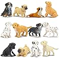 toymany 12PCS Dog Figurines Playset, Realistic Detailed Plastic Mini Puppy Figures, Hand Painted Emulational Tiny Dogs Animals Toy Set, Cake Toppers Christmas Birthday Gift for Kids Toddlers