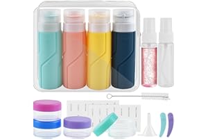 SIUHEN 16 Kit Viaggio Liquidi Aereo Flaconi Contenitori da Viaggio 100 ml Boccette Bottigliette Set Bottiglie Mini Size Prodotti Porta Liquidi Bagno Shampoo Donna Flaconcini Travel Size in Silicone Bottles