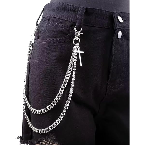 Chaîne Porte-clés En Acier Inoxydable 60 Cm - Chaîne De Pantalon, Double Verrouillage, Style Hip-hop Punk