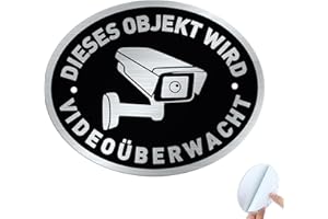 ‎SINMAO SINMAO Dieses Objekt Wird Videoüberwacht Schild Aluminium Gebürstet 15×12 cm, Kameraüberwachung Selbstklebend Videoüberwachung UV-beständig,Wasserfest,mit Bohrlöcher