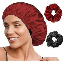 2 Stück Satin Schlafhauben – Verstellbare Nachtmützen Für Damen & Mädchen In Silber & Rosa