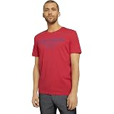 TOM TAILOR Herren T-Shirt Mit Logo-Print – Regular Fit, Aus Jersey, Rippbündchen, Größen S Bis 3XL