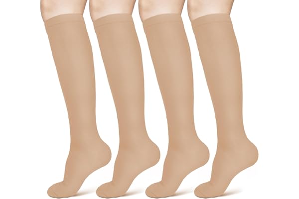 ACWOO Chaussettes de Compression, 2 Paires 15-20 mmHg Bas de Contention pour Femmes et Hommes, Chaussettes de Compression pour L'athlétisme, Cyclisme, Course, Voyages en Avion (Couleur de Peau, S/M)