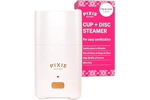 PIXIE CUP Pixie Menstrual Cup Steamer Sterilizer Cleaner - Kills 99.9% of Germs with Steam - 3 Minutes and Your Period Cup is Sterile! Automatic Timing and Shut Off