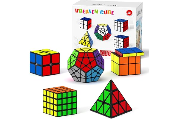Vdealen Speed Cube Magique 2x2 4x4 Pyramide Megaminx Mirror Cube de Vitesse, Lisse Autocollant Magic Cube Puzzle, Cadeau pour Enfants Les Adolescents Adultes