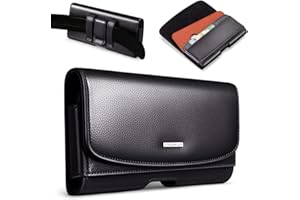 nuoku Leder-Holster für iPhone 14 Max, 14 Pro Max, 13 Pro Max, 12 Pro Max, 11 Pro Max, Xs Max, Gürtelhalter mit starker magnetischer Abdeckung, Gürtelschlaufen, ID-Steckplatz